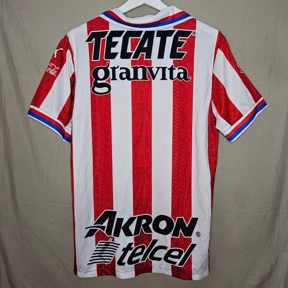 Puma Guadalajara Chivas Red and White Striped Jersey Medium - Picture 3 of 6